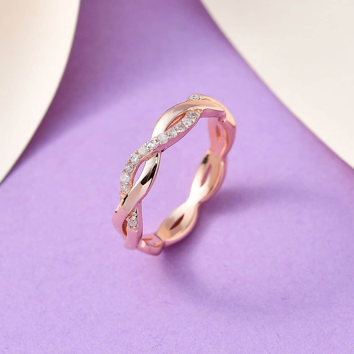 Natural Pink Diamond I3 Band Ring in Vermeil Rose Gold Over Sterling Silver (Size 6.0) 0.10 ctw image number 1