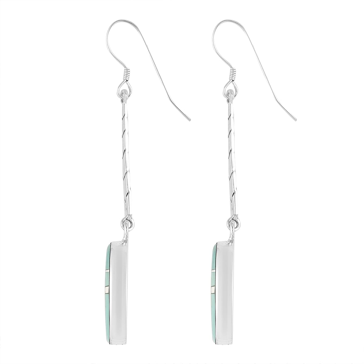 Santa Fe Style Turquoise Dangle Earrings in Sterling Silver 1.90 ctw