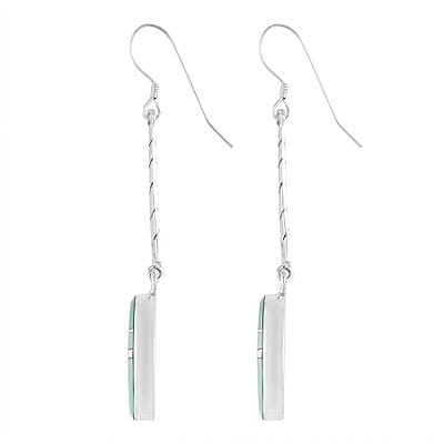 Santa Fe Style Turquoise Dangle Earrings in Sterling Silver 1.90 ctw
