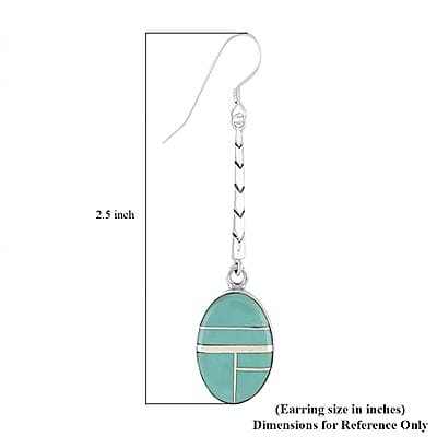 Santa Fe Style Turquoise Dangle Earrings in Sterling Silver 1.90 ctw