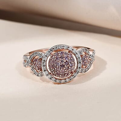 Luxoro Natural Pink I2 I3 and White Diamond 0.50 ctw Ring in 10K Rose Gold (Size 10.0)