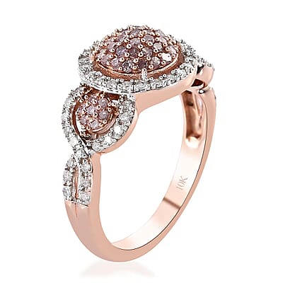 Luxoro Natural Pink I2 I3 and White Diamond 0.50 ctw Ring in 10K Rose Gold (Size 10.0)