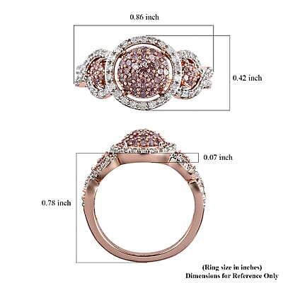 Luxoro Natural Pink I2 I3 and White Diamond 0.50 ctw Ring in 10K Rose Gold (Size 10.0)