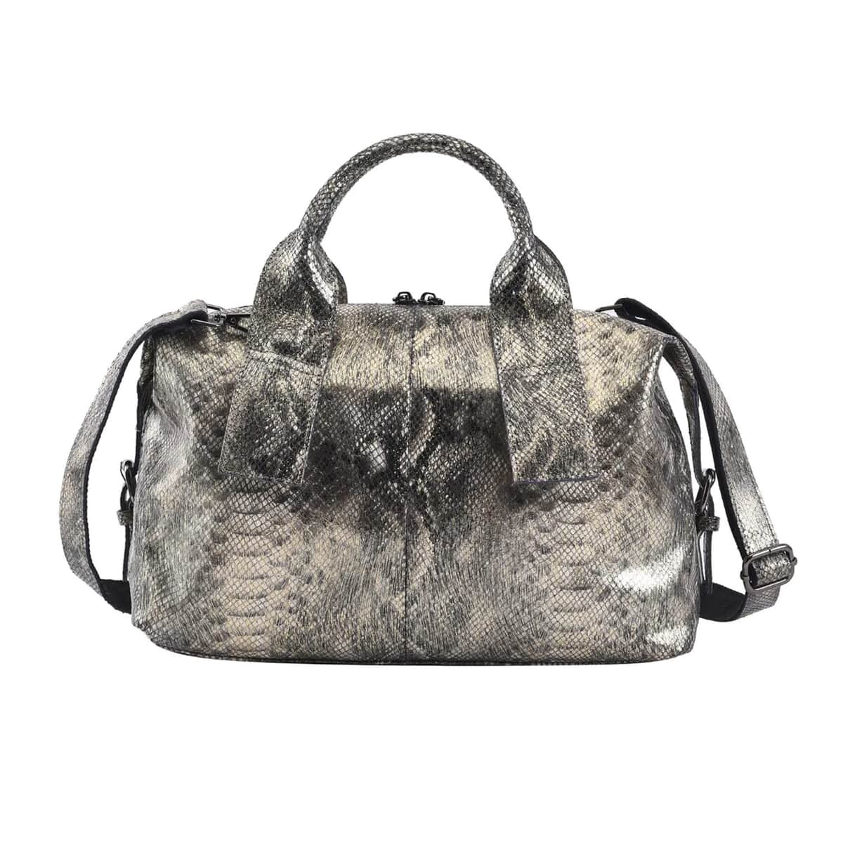 Gold and Black Snake Print Genuine Leather Hobo Bag (16.5"x5.12"x14.17") with 47" Detachable Shoulder Strap and 6" Handle Drop image number 0