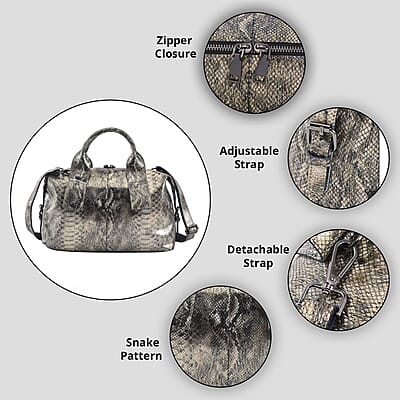 Gold and Black Snake Print Genuine Leather Hobo Bag for Women with Detachable Shoulder Strap , Hobo Purses , Hobo Handbags , Leather Bags