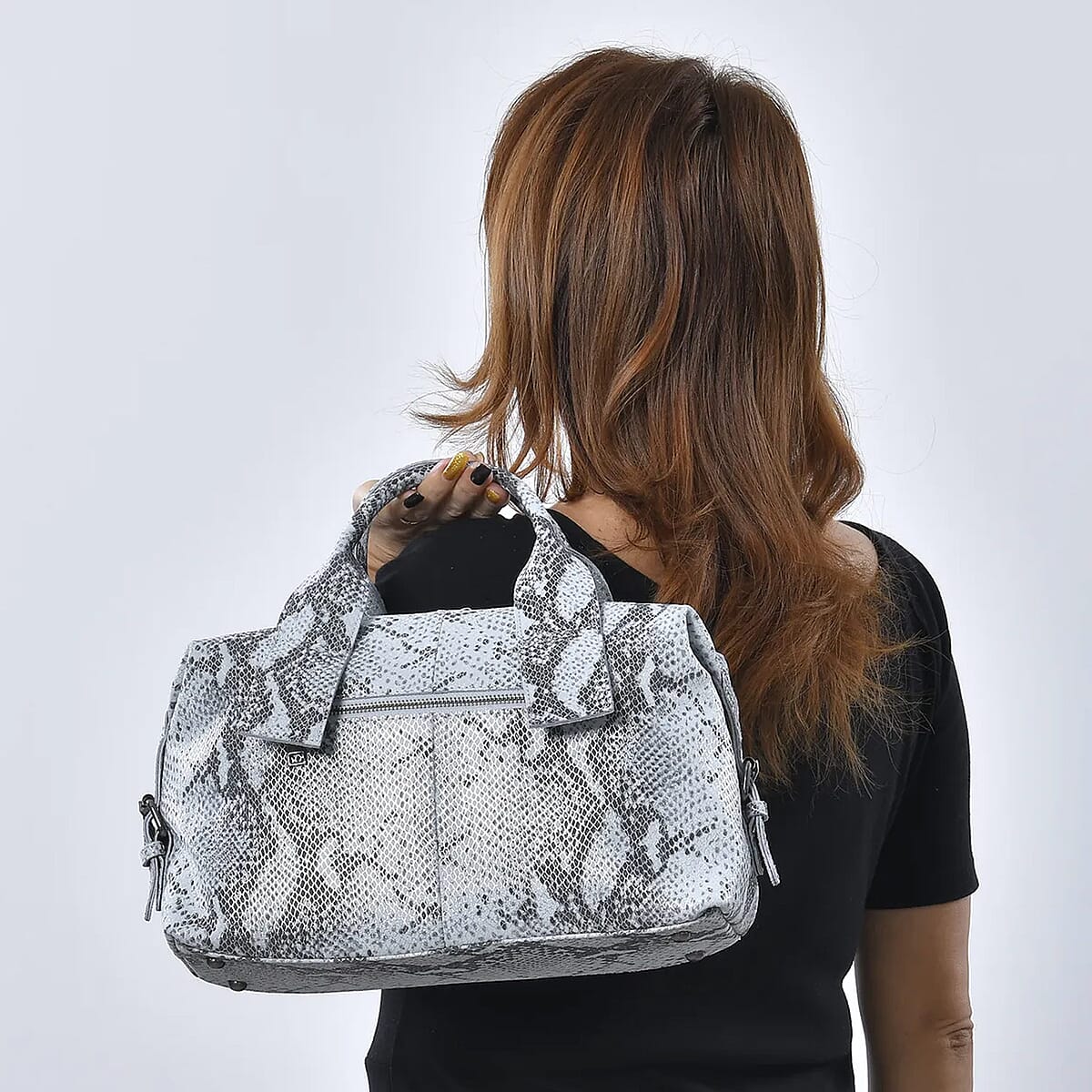 Silver and Black Snake Print Genuine Leather Hobo Bag for Women with Detachable Shoulder Strap , Hobo Purses , Hobo Handbags , Leather Bags image number 2