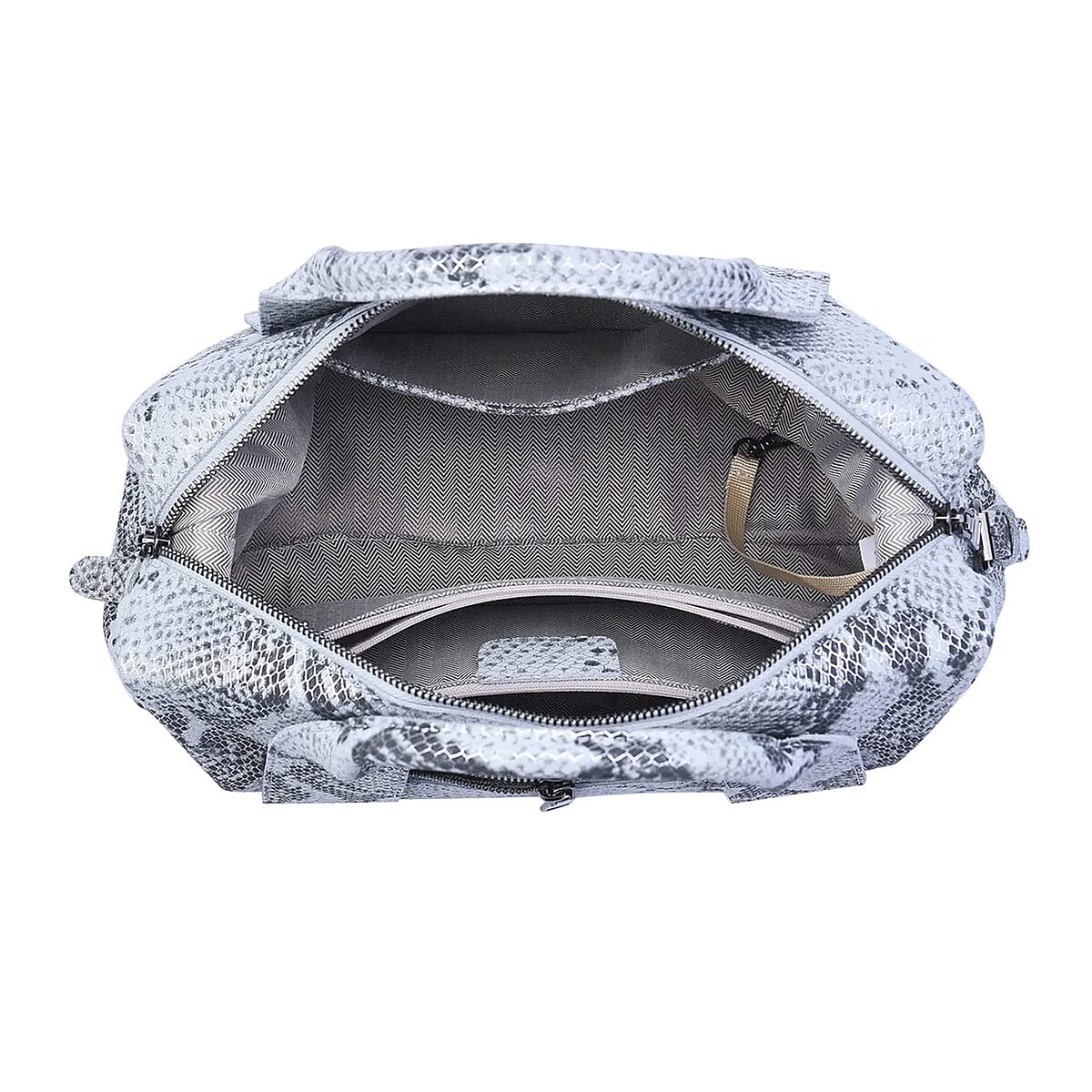 Silver and Black Snake Print Genuine Leather Hobo Bag for Women with Detachable Shoulder Strap , Hobo Purses , Hobo Handbags , Leather Bags image number 6