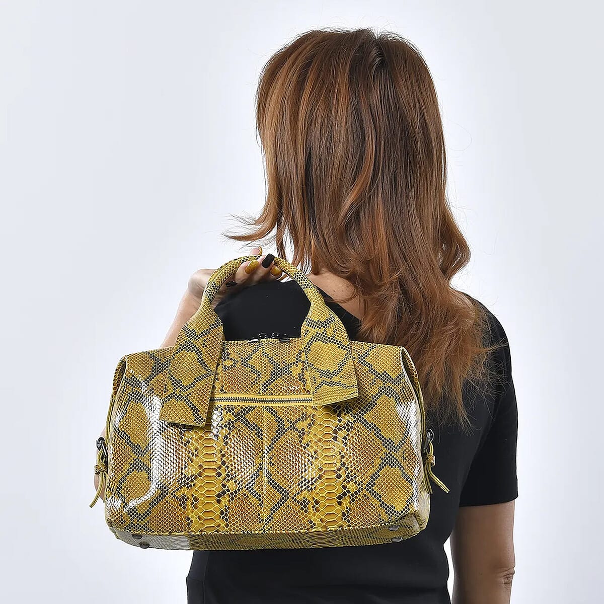 Yellow and Black Snake Print Genuine Leather Hobo Bag for Women with Detachable Shoulder Strap , Hobo Purses , Hobo Handbags , Leather Bags image number 2