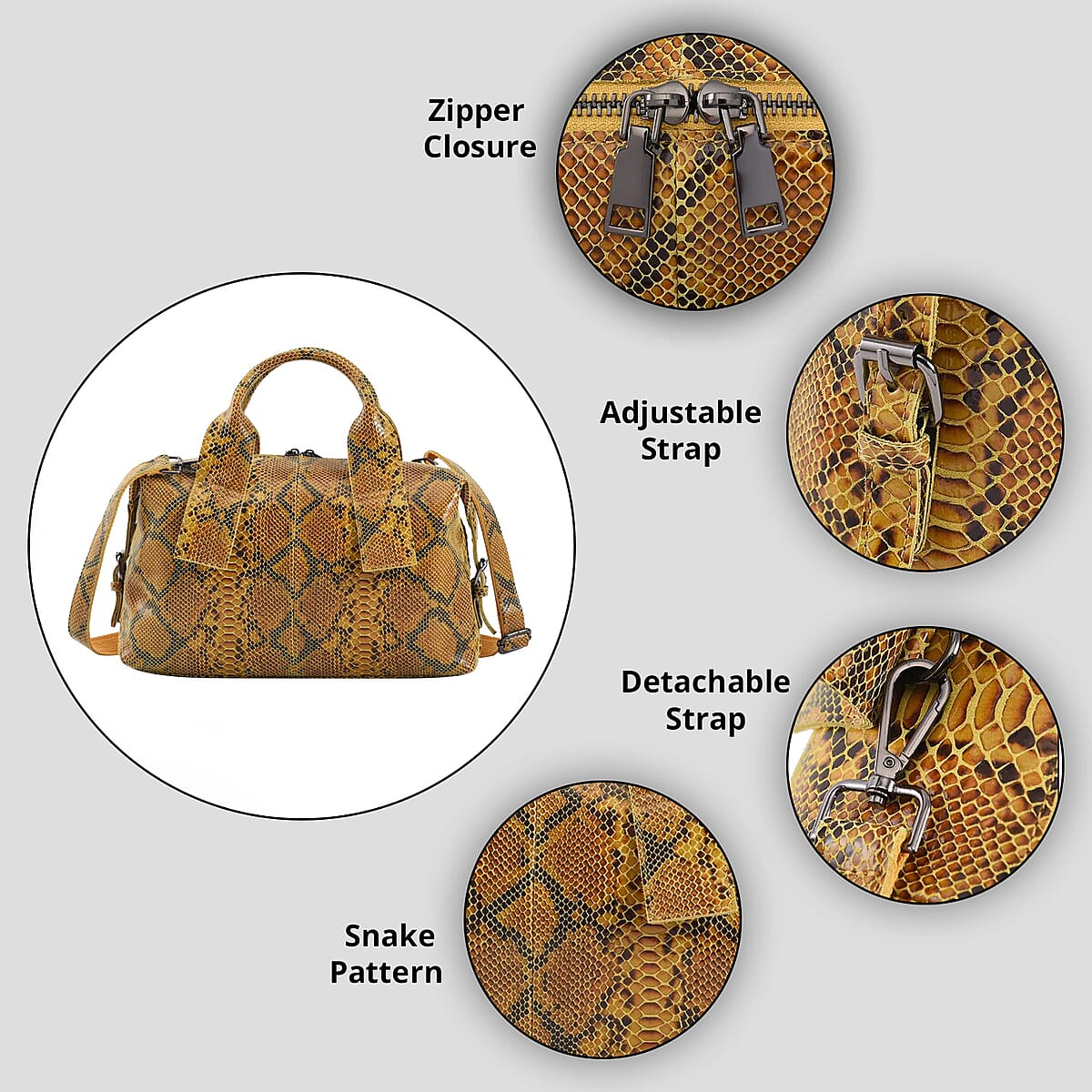 Yellow and Black Snake Print Genuine Leather Hobo Bag for Women with Detachable Shoulder Strap , Hobo Purses , Hobo Handbags , Leather Bags image number 3