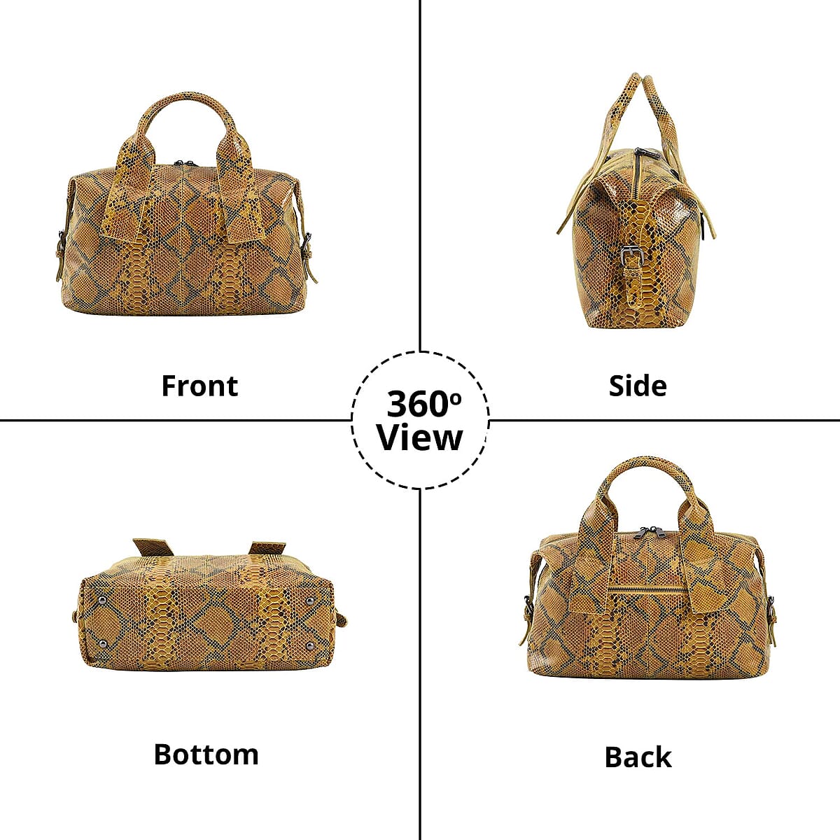 Yellow and Black Snake Print Genuine Leather Hobo Bag for Women with Detachable Shoulder Strap , Hobo Purses , Hobo Handbags , Leather Bags image number 4