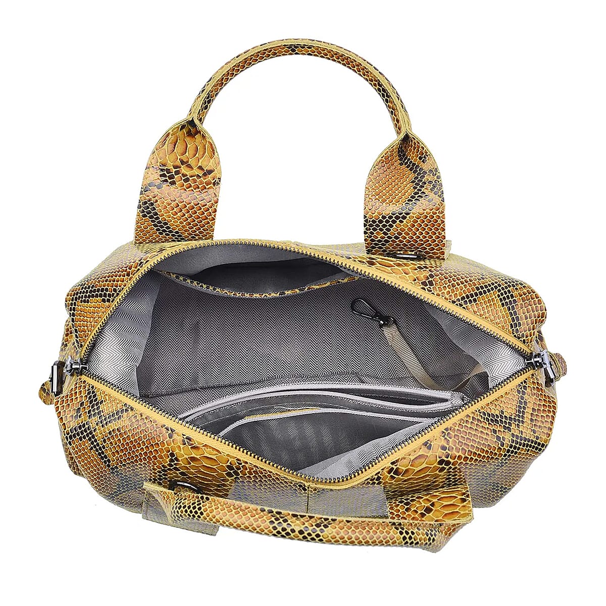 Yellow and Black Snake Print Genuine Leather Hobo Bag for Women with Detachable Shoulder Strap , Hobo Purses , Hobo Handbags , Leather Bags image number 6