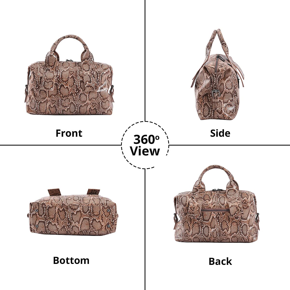 Khaki and Black Snake Print Genuine Leather Hobo Bag for Women with Detachable Shoulder Strap , Hobo Purses , Hobo Handbags , Leather Bags image number 4