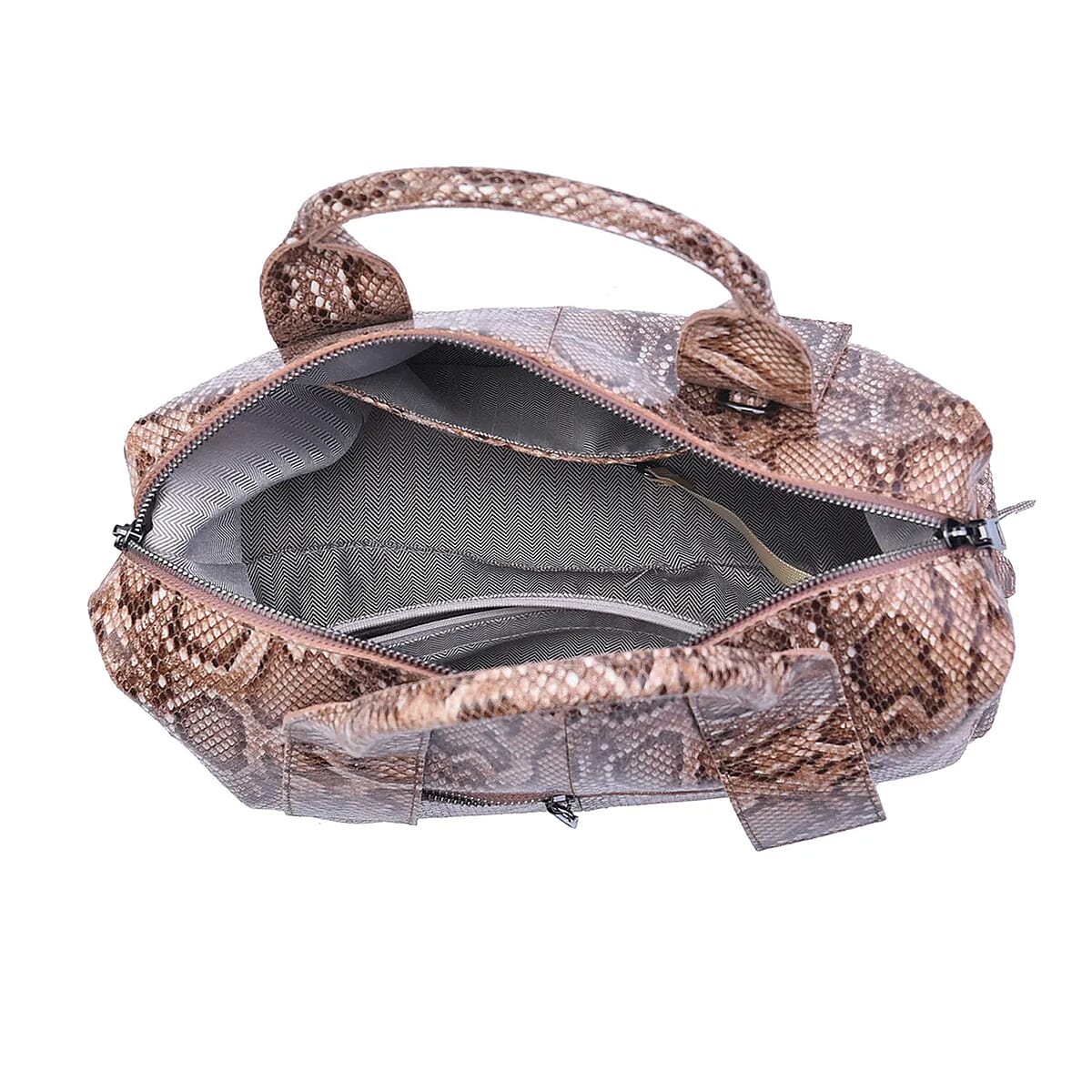 Khaki and Black Snake Print Genuine Leather Hobo Bag for Women with Detachable Shoulder Strap , Hobo Purses , Hobo Handbags , Leather Bags image number 6