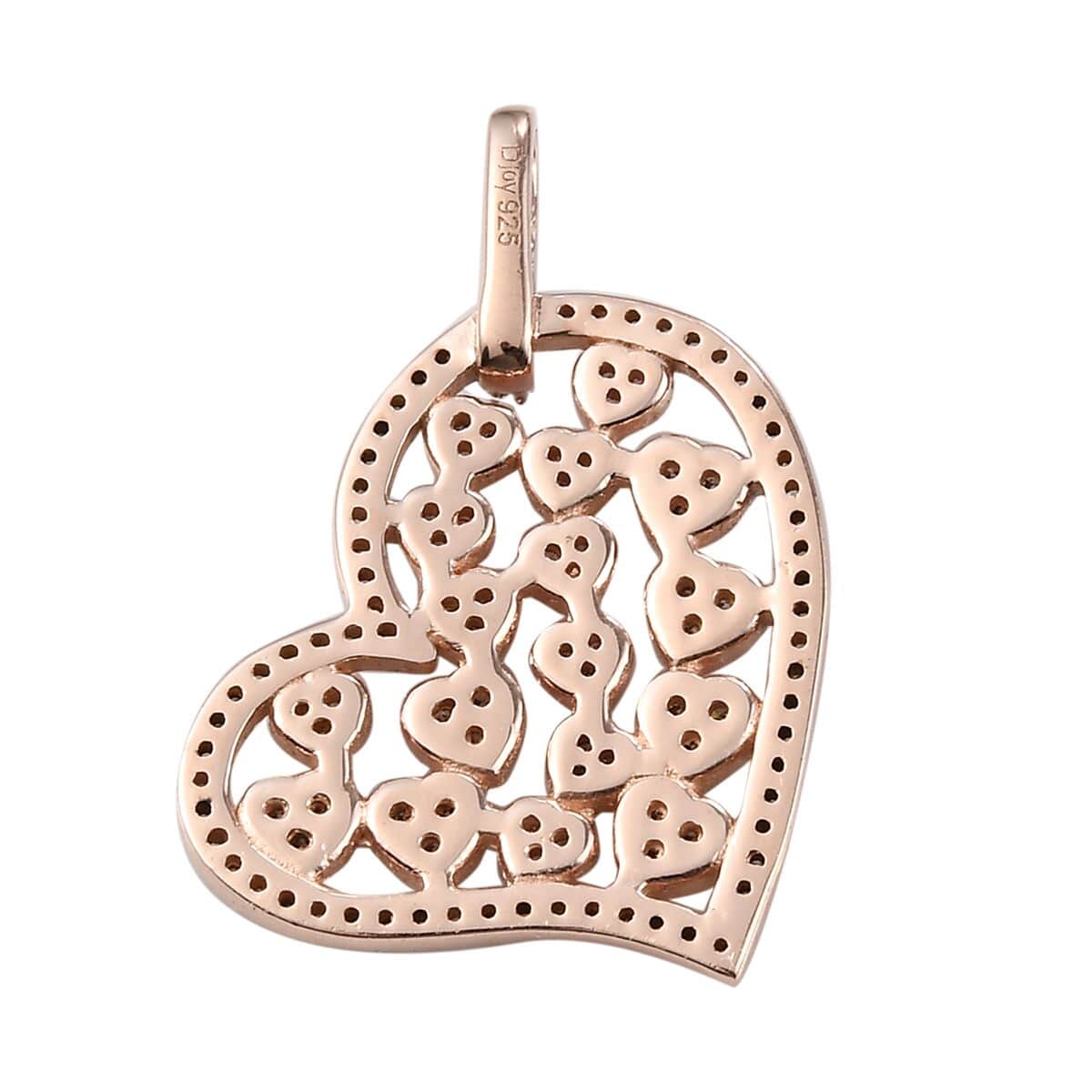 Natural Pink and White Diamond I2-I3 Heart Pendant in Vermeil Rose Gold Over Sterling Silver 0.50 ctw image number 4