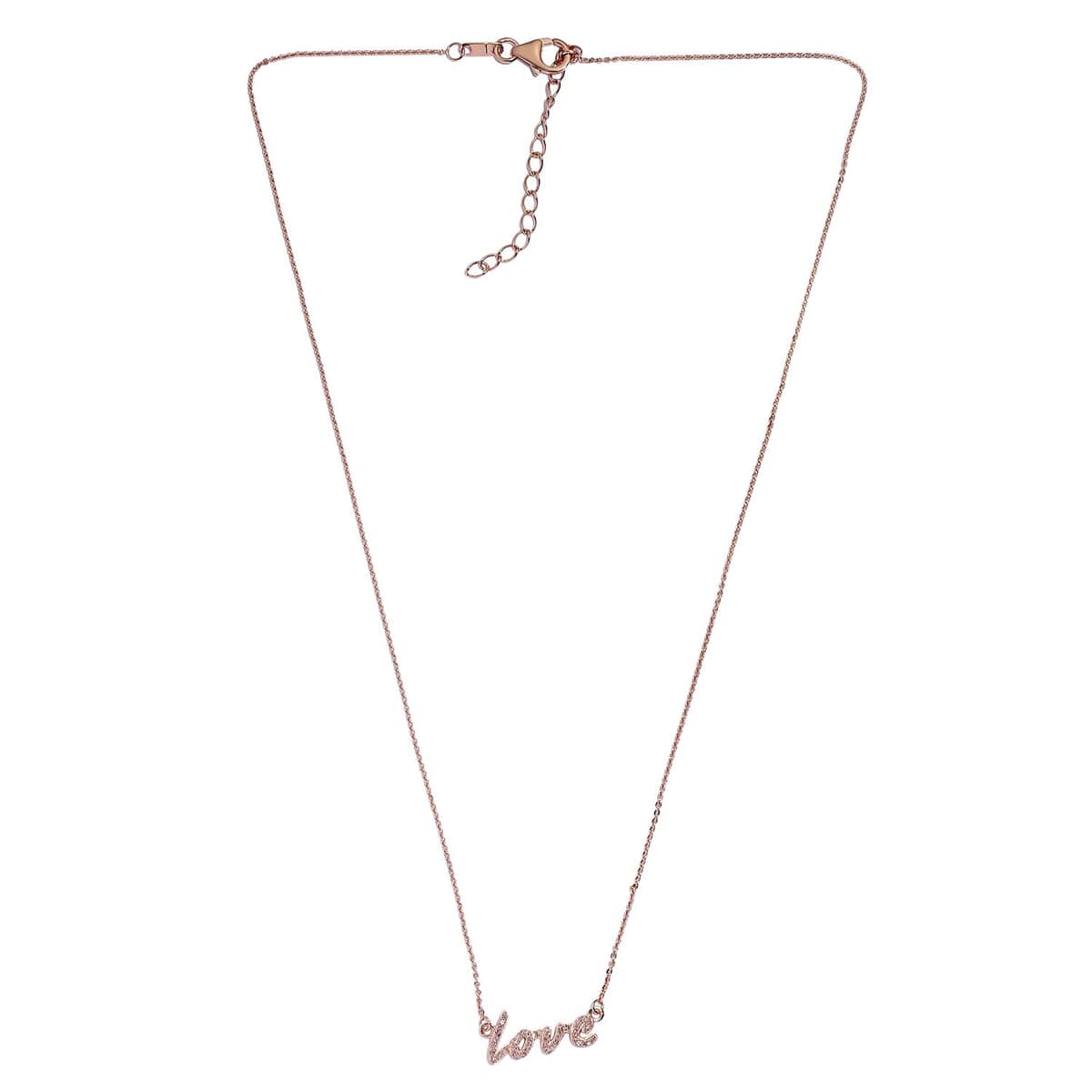 Natural Pink Diamond I2-I3 Love Necklace 20 Inches in Vermeil Rose Gold Over Sterling Silver 0.25 ctw image number 3