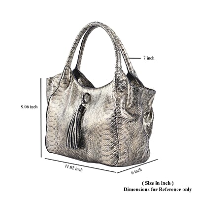 Gold and Black Snake Print Genuine Leather Hobo Bag with Detachable Shoulder Strap and Handle Drop