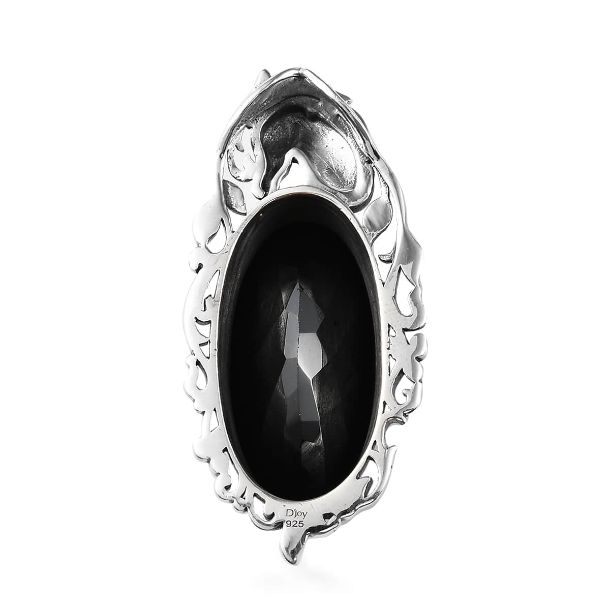Thai Black Spinel Solitaire Pendant in Sterling Silver 40.10 ctw image number 3