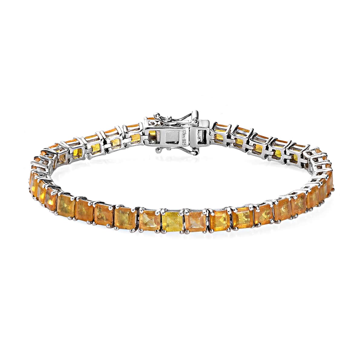 Yellow Sapphire (FF) Cluster Bracelet in Platinum Over Sterling Silver (6.50 In) 17.75 ctw image number 0