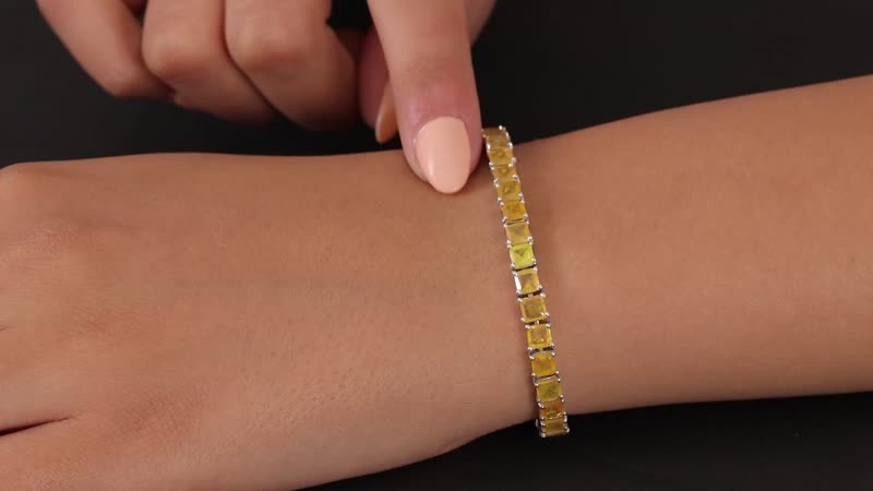 Fissure Filled Yellow Sapphire Cluster Bracelet in Platinum Over Sterling Silver (6.50 In) 10.45 Grams 17.75 ctw