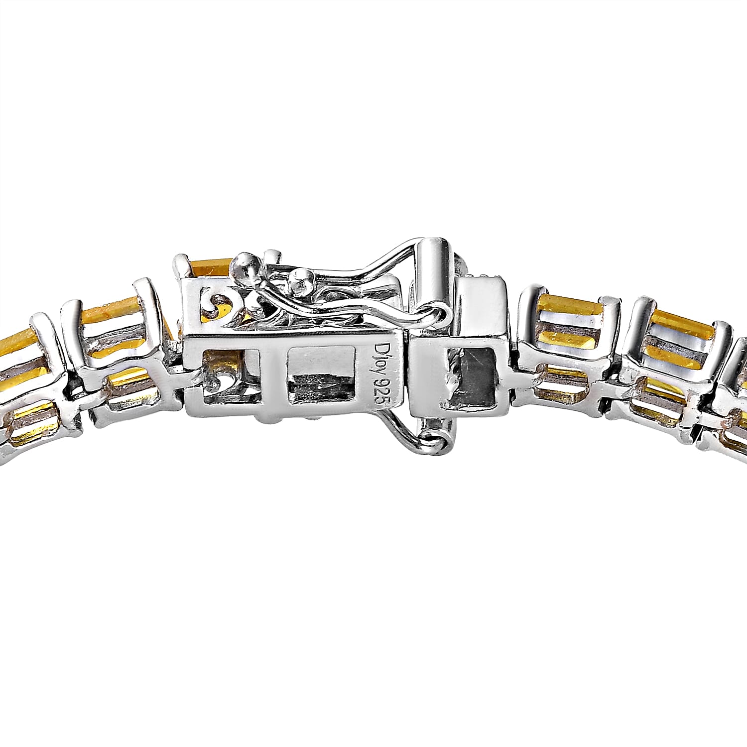 Yellow Sapphire (FF) Cluster Bracelet in Platinum Over Sterling Silver (6.50 In) 17.75 ctw