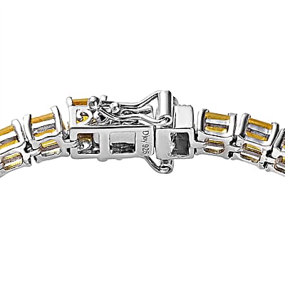 Yellow Sapphire (FF) Cluster Bracelet in Platinum Over Sterling Silver (6.50 In) 17.75 ctw