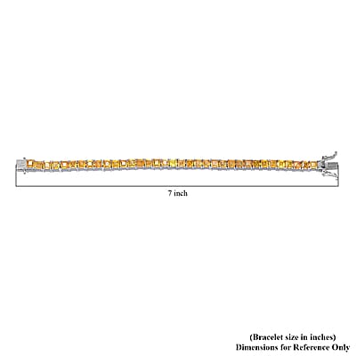 Yellow Sapphire (FF) Cluster Bracelet in Platinum Over Sterling Silver (6.50 In) 17.75 ctw