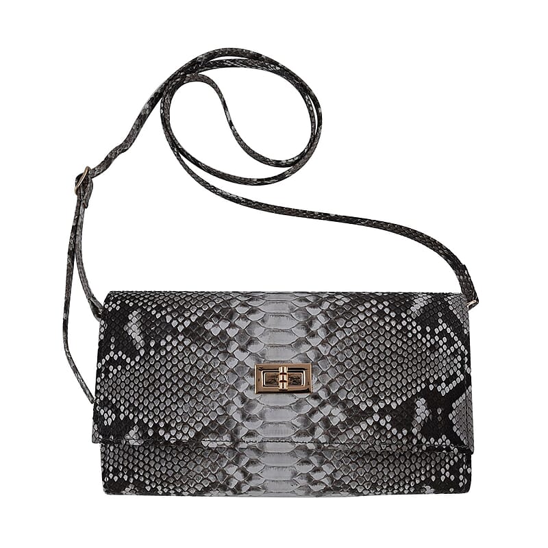 Grand Pelle Handmade 100% Genuine Python Leather Natural Color Crossbody Wallet with Adjustable Shoulder Strap