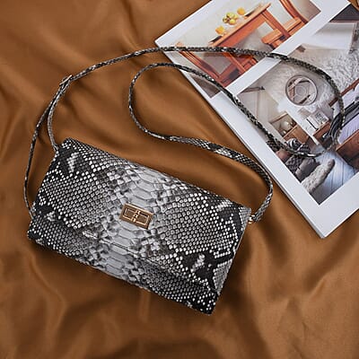 Grand Pelle Handmade 100% Genuine Python Leather Natural Color Crossbody Wallet with Adjustable Shoulder Strap