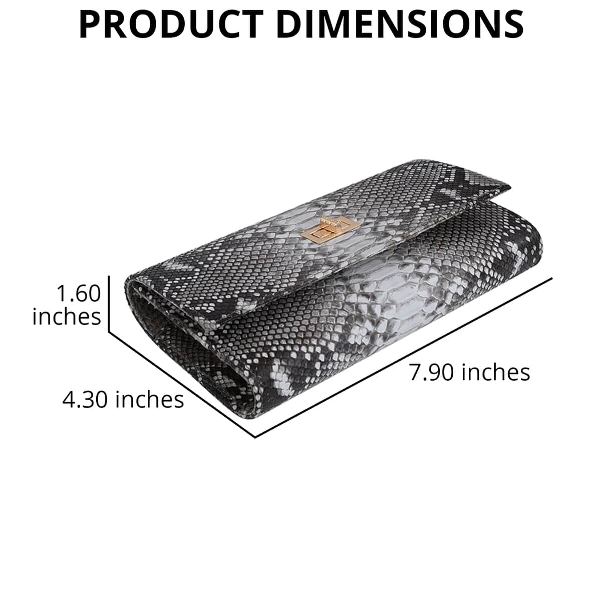 Doorbuster TLV Grand Pelle Handmade 100% Genuine Python Leather Natural Color Crossbody Wallet (7.90"x4.30"x1.60") with Adjustable Shoulder Strap image number 3