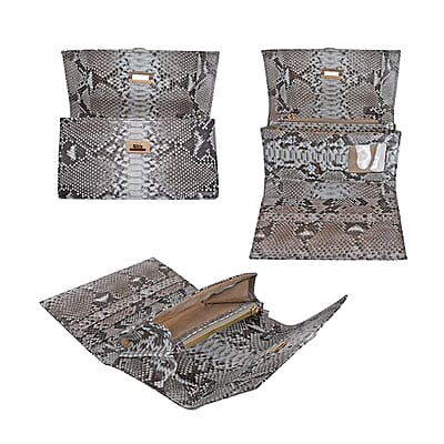 Grand Pelle Handmade 100% Genuine Python Leather Natural Color Crossbody Wallet with Adjustable Shoulder Strap