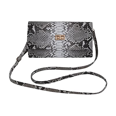 Grand Pelle Handmade 100% Genuine Python Leather Natural Color Crossbody Wallet with Adjustable Shoulder Strap