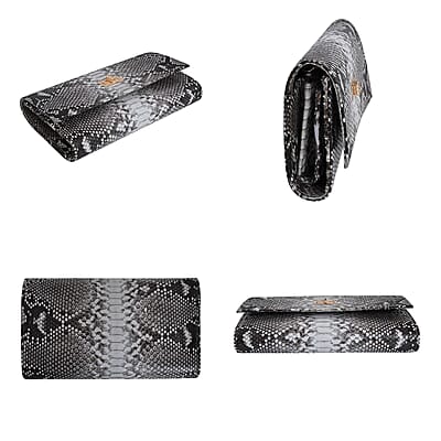 Grand Pelle Handmade 100% Genuine Python Leather Natural Color Crossbody Wallet with Adjustable Shoulder Strap