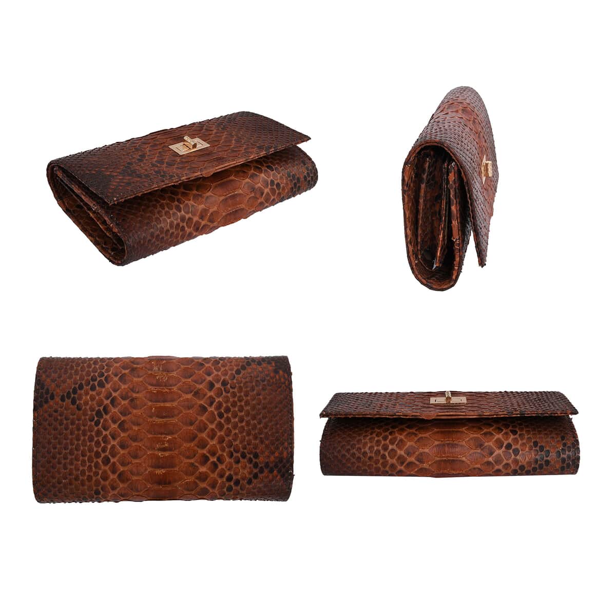 Grand Pelle Handmade 100% Genuine Python Leather Brown Crossbody Wallet with Adjustable Shoulder Strap image number 6