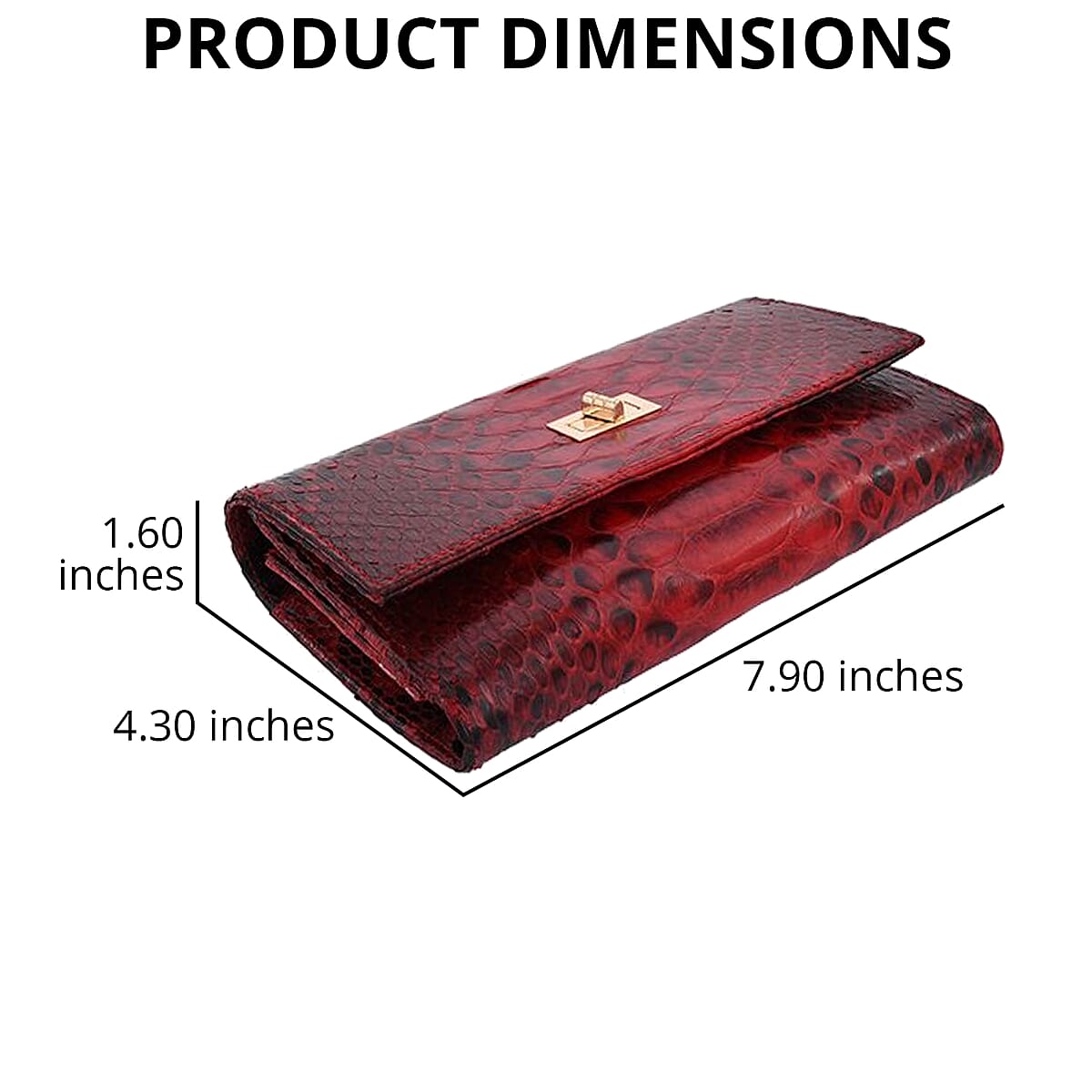 Grand Pelle Handmade 100% Genuine Python Leather Dark Red Crossbody Wallet with Adjustable Shoulder Strap image number 3