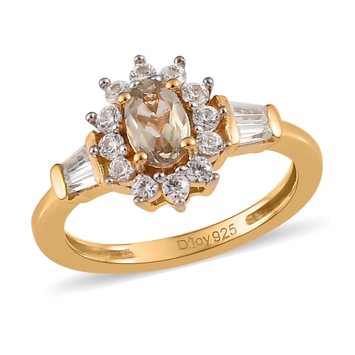 AAA Turkizite and White Zircon Sunburst Ring in Vermeil Yellow Gold Over Sterling Silver (Size 10.0) 1.25 ctw image number 0