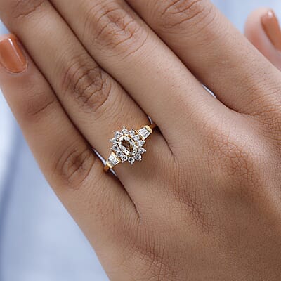 AAA Turkizite and White Zircon Sunburst Ring in Vermeil Yellow Gold Over Sterling Silver (Size 10.0) 1.25 ctw