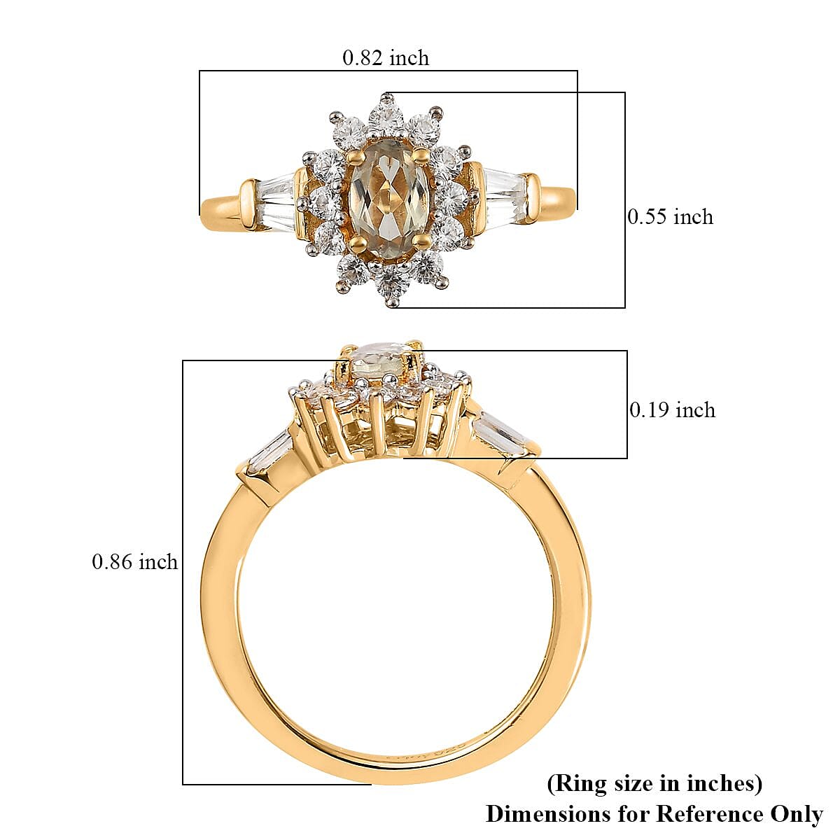AAA Turkizite and White Zircon Sunburst Ring in Vermeil Yellow Gold Over Sterling Silver (Size 10.0) 1.25 ctw