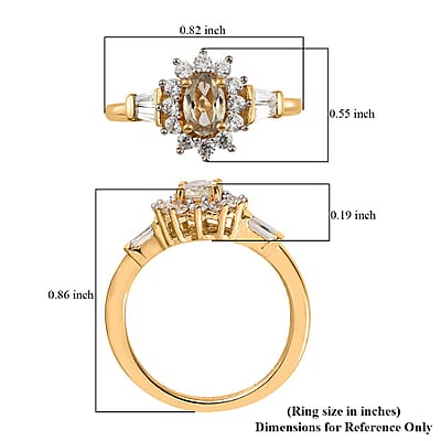 AAA Turkizite and White Zircon Sunburst Ring in Vermeil Yellow Gold Over Sterling Silver (Size 10.0) 1.25 ctw