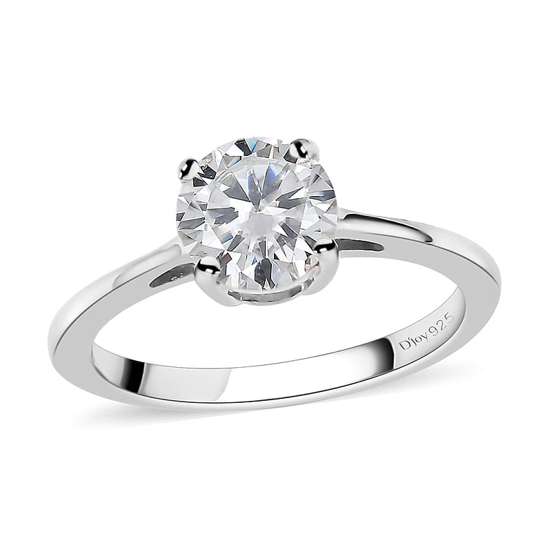Moissanite Ring in Platinum Over Sterling Silver, Solitaire Rings,Promise Rings For Women 1.00 ctw (Size 10.0)