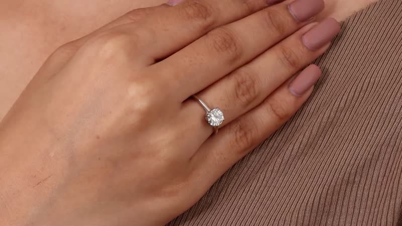 Moissanite VS-EF Solitaire Ring in Platinum Over Sterling Silver (Size 10.0) 1.00 ctw