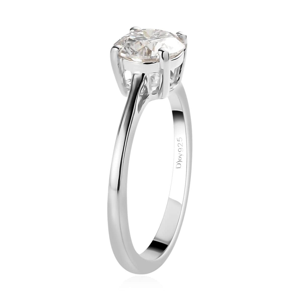 Moissanite VS-EF Solitaire Ring in Platinum Over Sterling Silver (Size 10.0) 1.00 ctw image number 3