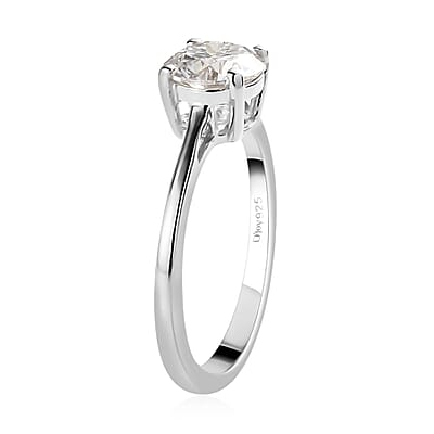 Moissanite Ring in Platinum Over Sterling Silver, Solitaire Rings,Promise Rings For Women 1.00 ctw (Size 10.0)