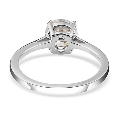 Moissanite Ring in Platinum Over Sterling Silver, Solitaire Rings,Promise Rings For Women 1.00 ctw (Size 10.0)