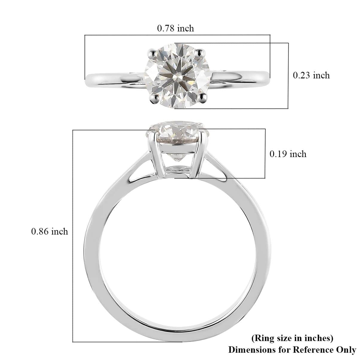 Moissanite VS-EF Solitaire Ring in Platinum Over Sterling Silver (Size 10.0) 1.00 ctw image number 5