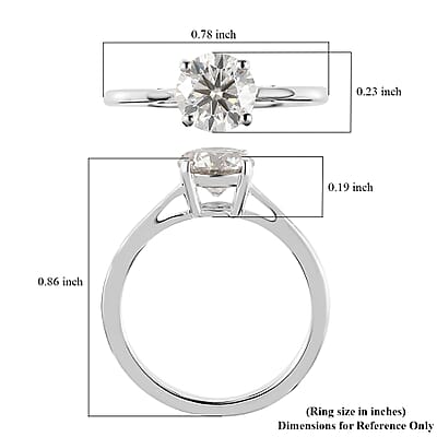 Moissanite Ring in Platinum Over Sterling Silver, Solitaire Rings,Promise Rings For Women 1.00 ctw (Size 10.0)