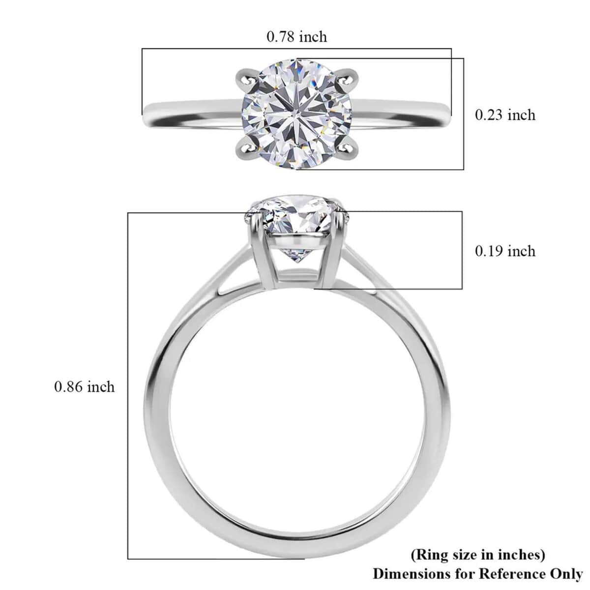 Moissanite VS-EF Solitaire Ring in Platinum Over Sterling Silver (Size 10.0) 1.00 ctw image number 6