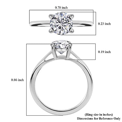 Moissanite Ring in Platinum Over Sterling Silver, Solitaire Rings,Promise Rings For Women 1.00 ctw (Size 10.0)