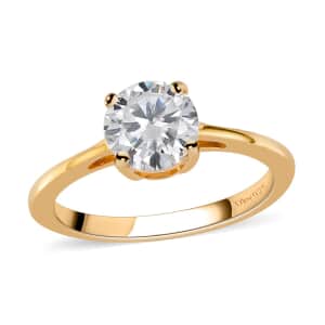 Moissanite Ring in Vermeil YG Over Sterling Silver, Solitaire Rings,Promise Rings For Women 1.00 ctw (Size 8.0)