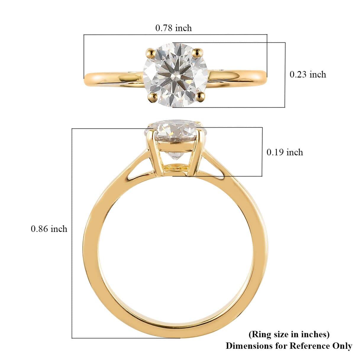 Moissanite Ring in Vermeil YG Over Sterling Silver, Solitaire Rings,Promise Rings For Women 1.00 ctw (Size 8.0) image number 5