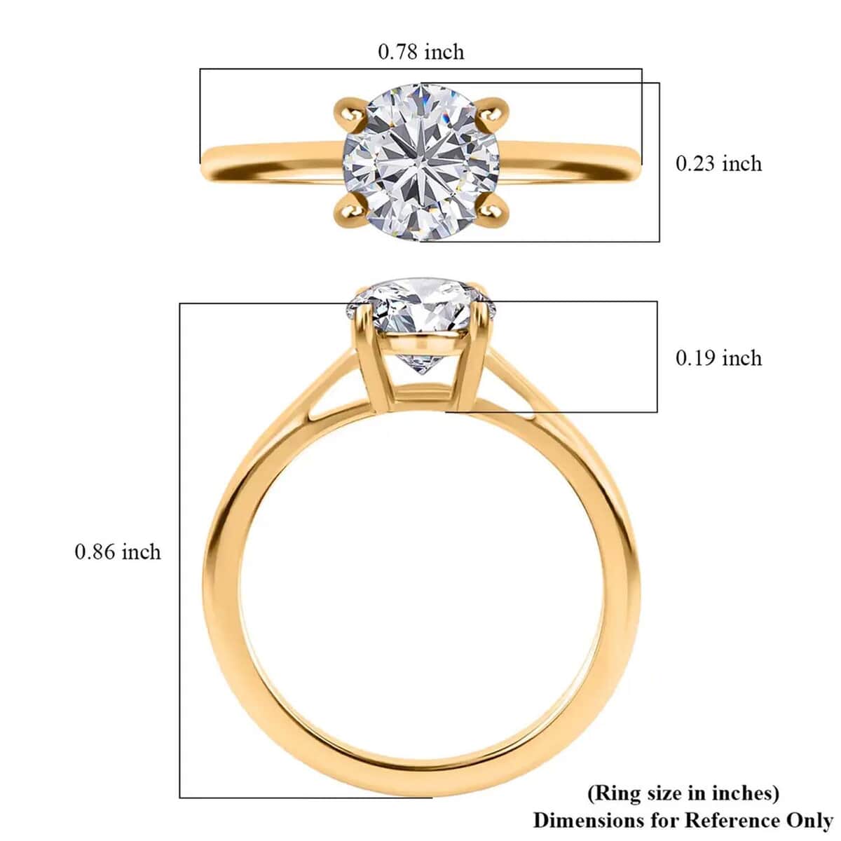 Moissanite Ring in Vermeil YG Over Sterling Silver, Solitaire Rings,Promise Rings For Women 1.00 ctw (Size 8.0) image number 6